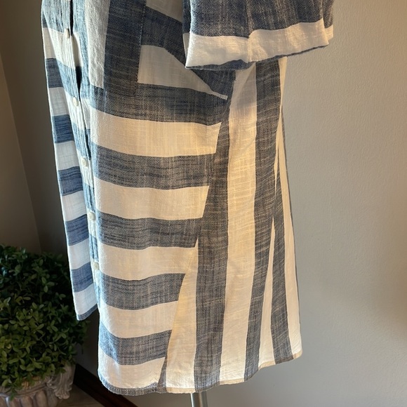 Tommy Hilfiger women’s contrast bold stripe button down shirt cotton classic Lrg - Picture 7 of 12